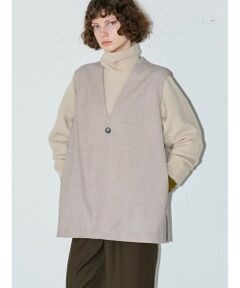 MIDIUMISOLID / ミディウミソリッド ベスト | MIDIUMISOLID ノーカラーワイドロングベスト