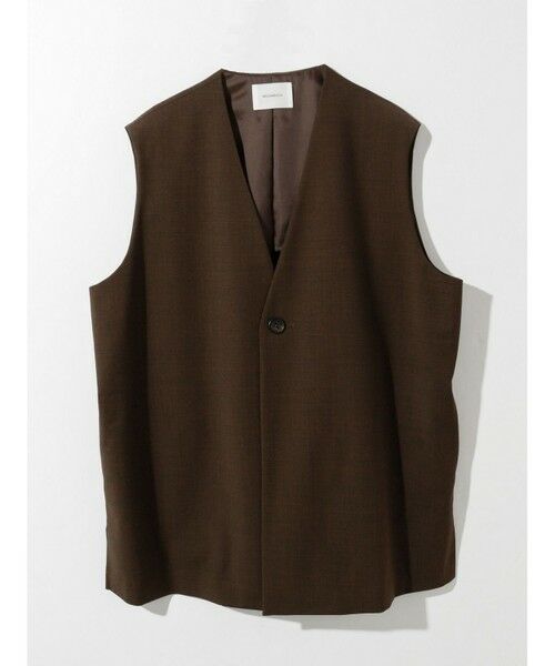 MIDIUMISOLID / ミディウミソリッド ベスト | MIDIUMISOLID ノーカラーワイドロングベスト（ブラウン(color45)）