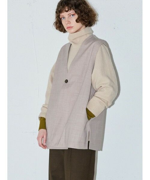 MIDIUMISOLID / ミディウミソリッド ベスト | MIDIUMISOLID ノーカラーワイドロングベスト | 詳細5