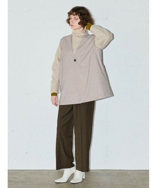 MIDIUMISOLID / ミディウミソリッド ベスト | MIDIUMISOLID ノーカラーワイドロングベスト | 詳細9