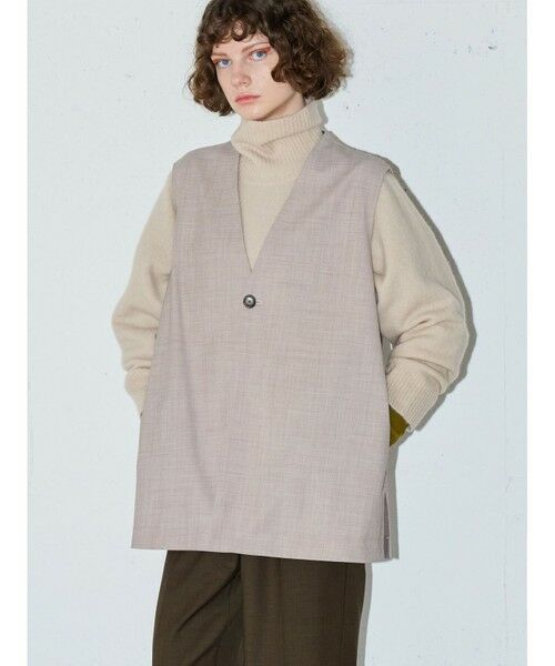 MIDIUMISOLID / ミディウミソリッド ベスト | MIDIUMISOLID ノーカラーワイドロングベスト（ベージュ(color20)）