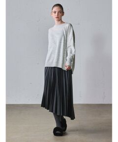 MIDIUMISOLID for Ladies シンセティックレザープリーツスカート