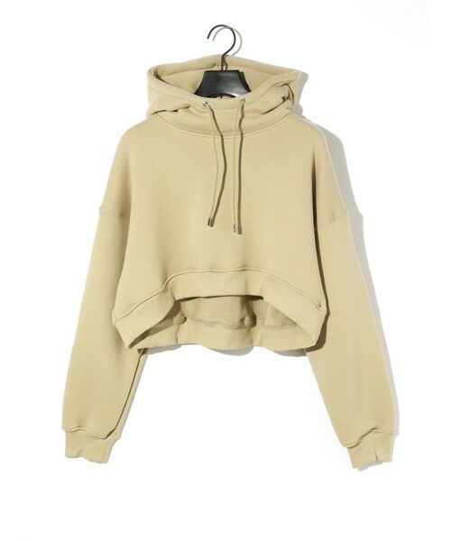 MIDIUMISOLID / ミディウミソリッド カットソー | MIDIUMISOLID for Ladies フード付きショートプルオーバー（ベージュ(color20)）
