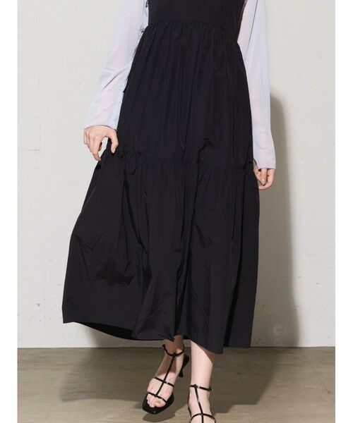 MIDIUMISOLID / ミディウミソリッド ロング・マキシ丈ワンピース | MIDIUMISOLID for Ladies C/NY ティアードキャミソールワンピース | 詳細9