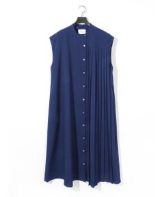 MIDIUMISOLID / ミディウミソリッド ミニ丈・ひざ丈ワンピース | MIDIUMISOLID for Ladies アシンメトリープリーツノースリーブワンピース