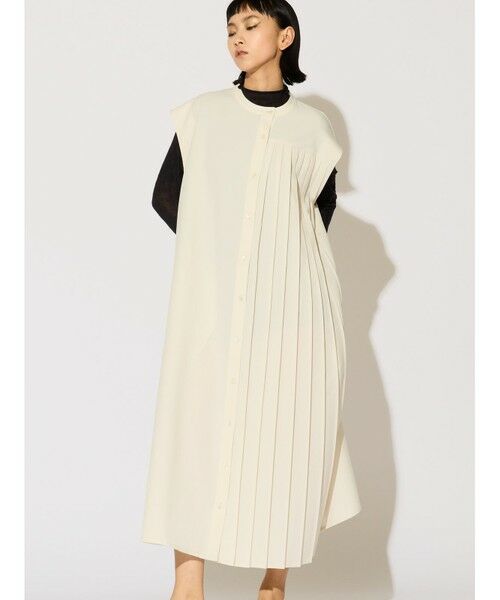 MIDIUMISOLID / ミディウミソリッド ミニ丈・ひざ丈ワンピース | MIDIUMISOLID for Ladies アシンメトリープリーツノースリーブワンピース | 詳細6