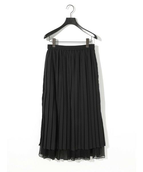 MIDIUMISOLID / ミディウミソリッド ミニ・ひざ丈スカート | MIDIUMISOLID for Ladies チュールレイヤードプリーツスカート（ブラック(color99)）