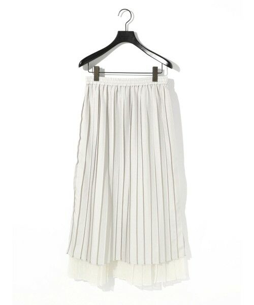 MIDIUMISOLID / ミディウミソリッド ミニ・ひざ丈スカート | MIDIUMISOLID for Ladies チュールレイヤードプリーツスカート（ライトグレー(color90)）