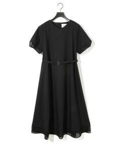 MIDIUMISOLID / ミディウミソリッド ロング・マキシ丈ワンピース | MIDIUMISOLID for Ladies ベルト付きシアーコンビワンピース