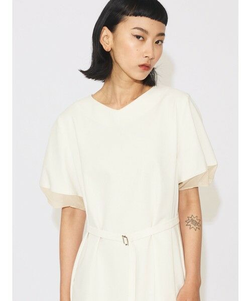 MIDIUMISOLID / ミディウミソリッド ロング・マキシ丈ワンピース | MIDIUMISOLID for Ladies ベルト付きシアーコンビワンピース | 詳細10