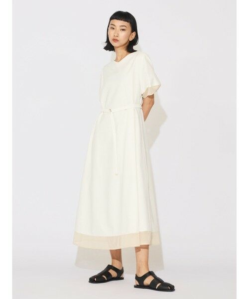 MIDIUMISOLID / ミディウミソリッド ロング・マキシ丈ワンピース | MIDIUMISOLID for Ladies ベルト付きシアーコンビワンピース | 詳細3