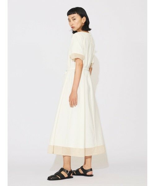 MIDIUMISOLID / ミディウミソリッド ロング・マキシ丈ワンピース | MIDIUMISOLID for Ladies ベルト付きシアーコンビワンピース | 詳細4