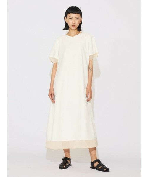 MIDIUMISOLID / ミディウミソリッド ロング・マキシ丈ワンピース | MIDIUMISOLID for Ladies ベルト付きシアーコンビワンピース | 詳細6