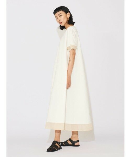 MIDIUMISOLID / ミディウミソリッド ロング・マキシ丈ワンピース | MIDIUMISOLID for Ladies ベルト付きシアーコンビワンピース | 詳細7