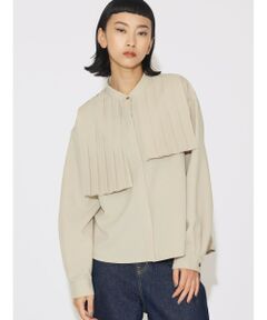 MIDIUMISOLID for Ladies フロントプリーツアシンメトリーシャツ