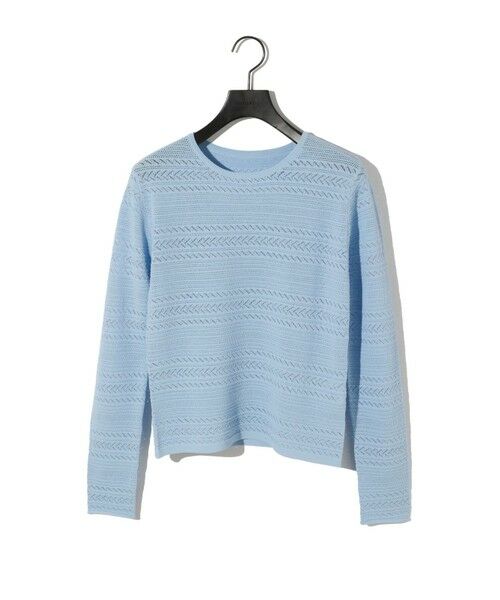 MIDIUMISOLID/ミディウミソリッド MIDIUMISOLID for Ladies レース編みタイトプルオーバー サックス(color30) FREE MIDIUMISOLID/ミディウミソリッド MIDIUMISOLID for Ladies レース編みタイトプルオーバー サックス(color30) FREE
