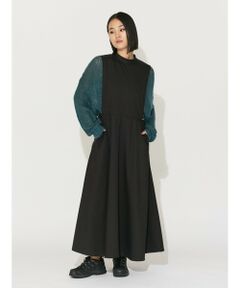 MIDIUMISOLID for Ladies バックスリットオーバーフレアワンピース