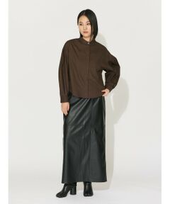 MIDIUMISOLID for Ladies シンセティックレザータイトスカート