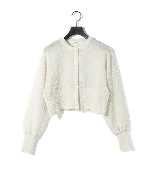 MIDIUMISOLID/ミディウミソリッド MIDIUMISOLID for Ladies シアークルーネックショートカーディガン アイボリー(color12) FREE MIDIUMISOLID/ミディウミソリッド MIDIUMISOLID for Ladies シアークルーネックショートカーディガン アイボリー(color12) FREE