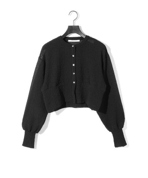 MIDIUMISOLID/ミディウミソリッド MIDIUMISOLID for Ladies シアークルーネックショートカーディガン ブラック(color99) FREE MIDIUMISOLID/ミディウミソリッド MIDIUMISOLID for Ladies シアークルーネックショートカーディガン ブラック(color99) FREE