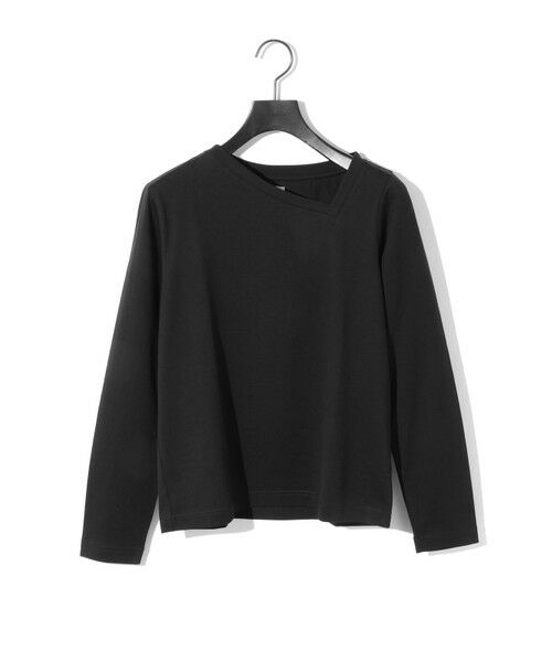 MIDIUMISOLID/ミディウミソリッド MIDIUMISOLID for Ladies アシンメトリーネックプルオーバー ブラック(color99) FREE MIDIUMISOLID/ミディウミソリッド MIDIUMISOLID for Ladies アシンメトリーネックプルオーバー ブラック(color99) FREE