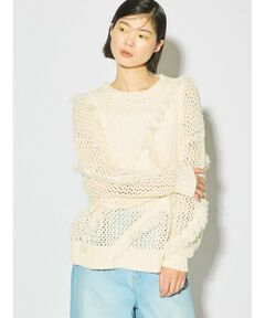 MIDIUMISOLID / ミディウミソリッド ニット・セーター | MIDIUMISOLID for Ladies フリンジメッシュプルオーバー