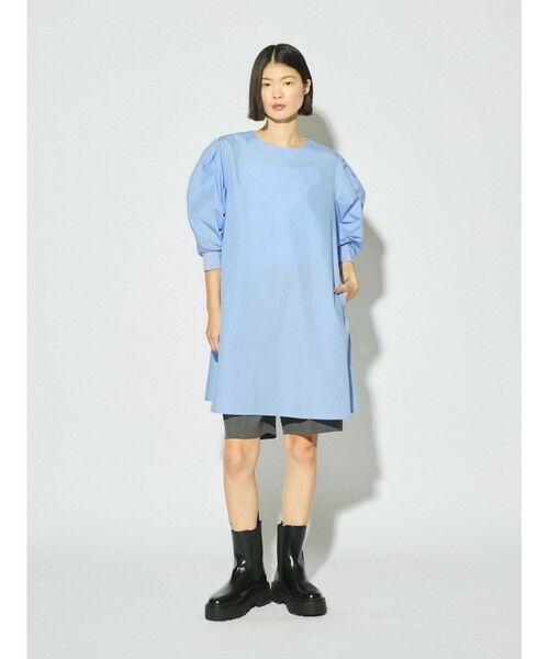 MIDIUMISOLID / ミディウミソリッド シャツ・ブラウス | MIDIUMISOLID for Ladies バックスリットボリュームスリーブチュニック（サックス(color30)）