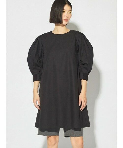 MIDIUMISOLID / ミディウミソリッド シャツ・ブラウス | MIDIUMISOLID for Ladies バックスリットボリュームスリーブチュニック（ブラック(color99)）