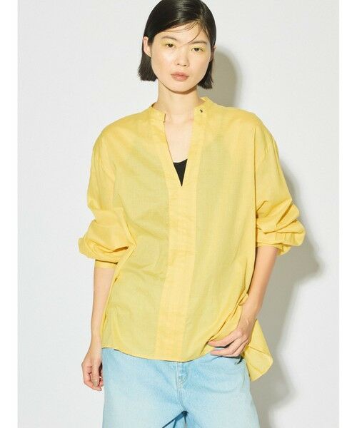 MIDIUMISOLID for Ladies スタンドカラースキッパーシャツ