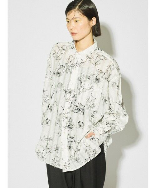 MIDIUMISOLID / ミディウミソリッド シャツ・ブラウス | MIDIUMISOLID プリントレギュラーカラービッグシャツ | 詳細4