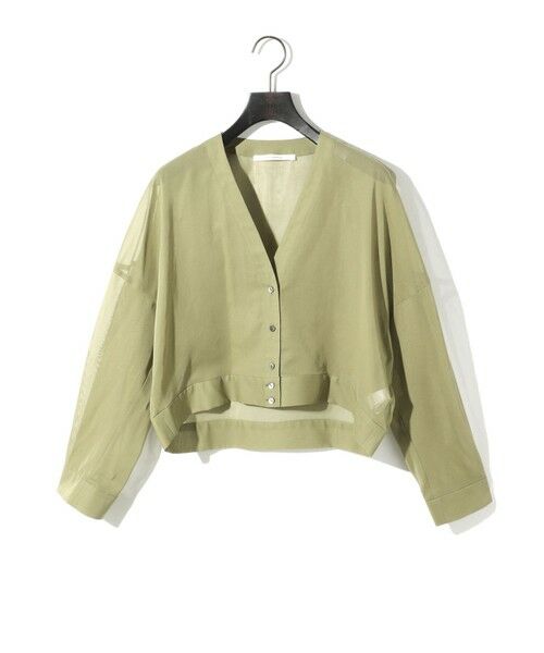 MIDIUMISOLID/ミディウミソリッド MIDIUMISOLID for Ladies シアーボイルVネックカーディガン カーキ(color24) FREE MIDIUMISOLID/ミディウミソリッド MIDIUMISOLID for Ladies シアーボイルVネックカーディガン カーキ(color24) FREE