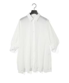 MIDIUMISOLID / ミディウミソリッド MIDIUMISOLID for Ladies シアースリットスリーブチュニックシャツ セール】 MIDIUMISOLID for Ladies シアースリットスリーブ