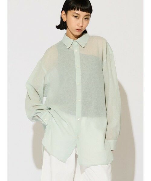 MIDIUMISOLID / ミディウミソリッド シャツ・ブラウス | MIDIUMISOLID Lady’s シアーロングスリーブシャツ(グリーン(color22))