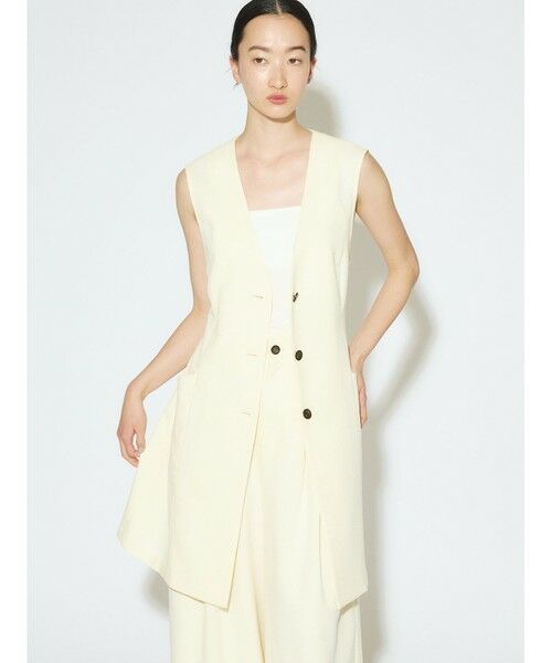 セール】 MIDIUMISOLID for Ladies Aラインノーカラーロングジレ