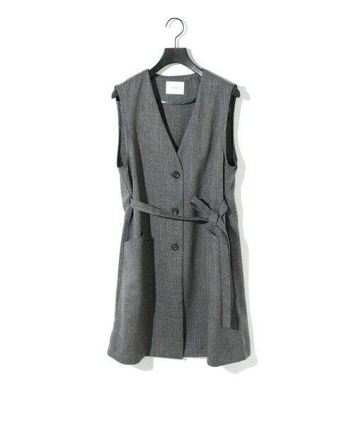 セール】 MIDIUMISOLID for Ladies Aラインノーカラーロングジレ