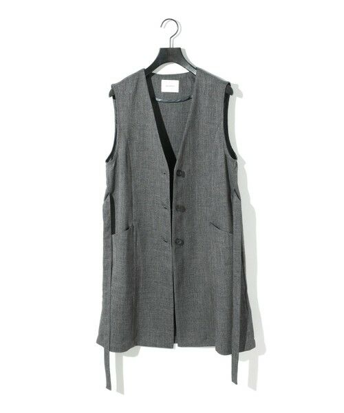 セール】 MIDIUMISOLID for Ladies Aラインノーカラーロングジレ
