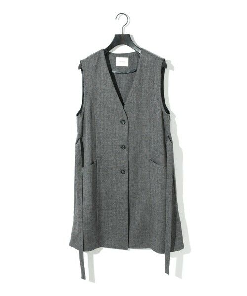 セール】 MIDIUMISOLID for Ladies Aラインノーカラーロングジレ