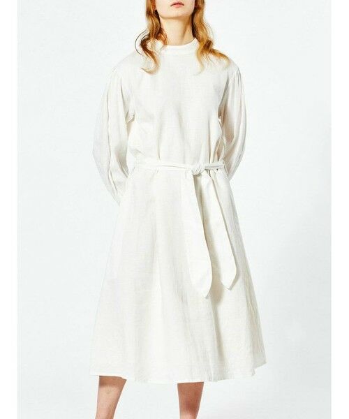 MIDIUMISOLID / ミディウミソリッド ロング・マキシ丈ワンピース | MIDIUMISOLID for Ladies リネンボリュームスリーブAラインワンピース | 詳細1