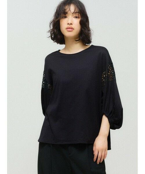 セール】 MIDIUMISOLID for Ladies レース切り替えパフスリーブ