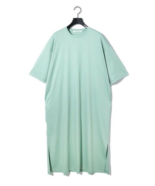 MIDIUMISOLID/ミディウミソリッド MIDIUMISOLID for Ladies リラックススリットワンピース ペールグリーン(color22) FREE MIDIUMISOLID/ミディウミソリッド MIDIUMISOLID for Ladies リラックススリットワンピース ペールグリーン(color22) FREE