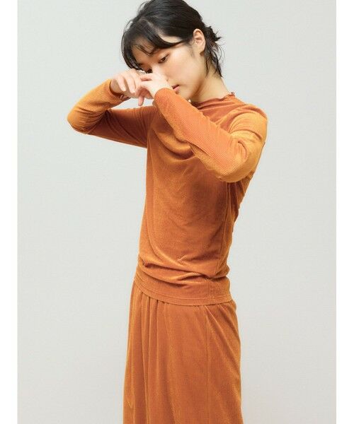 MIDIUMISOLID / ミディウミソリッド カットソー | MIDIUMISOLID for Ladies シアーベロアリブトップス | 詳細3