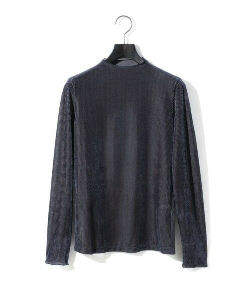 MIDIUMISOLID/ミディウミソリッド MIDIUMISOLID for Ladies シアーベロアリブトップス ネイビー(color77) FREE MIDIUMISOLID/ミディウミソリッド MIDIUMISOLID for Ladies シアーベロアリブトップス ネイビー(color77) FREE