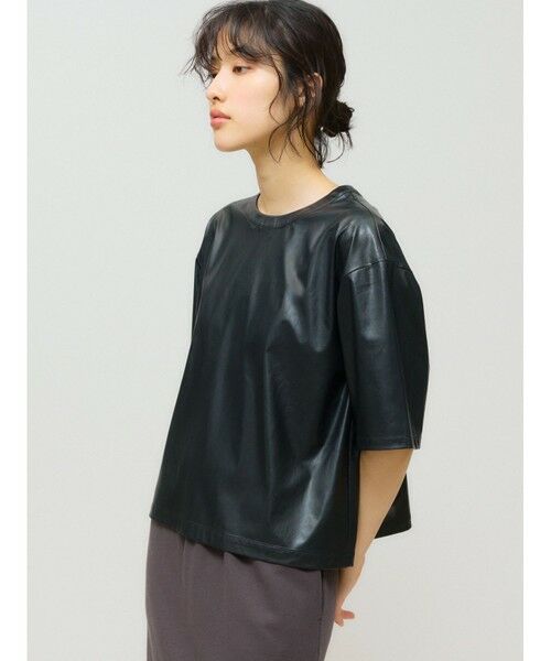 MIDIUMISOLID / ミディウミソリッド カットソー | MIDIUMISOLID for Ladies シンセティックレザートップス | 詳細4