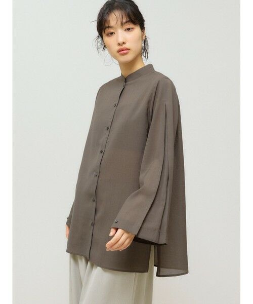 MIDIUMISOLID / ミディウミソリッド シャツ・ブラウス | MIDIUMISOLID for Ladies フレアスリーブシアーシャツ | 詳細3