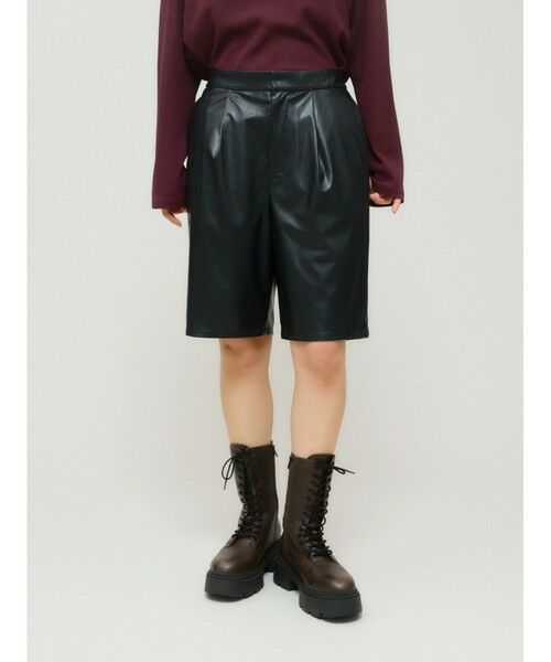 MIDIUMISOLID / ミディウミソリッド その他パンツ | MIDIUMISOLID for Ladies シンセティックレザーショートパンツ | 詳細14