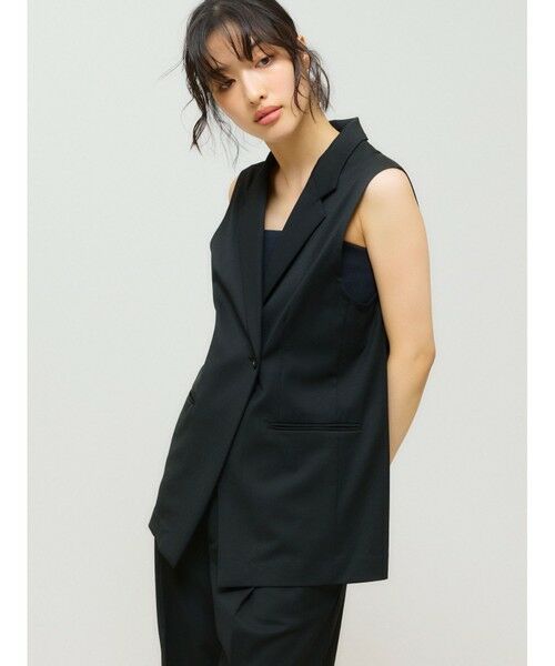 MIDIUMISOLID / ミディウミソリッド ベスト | MIDIUMISOLID for Ladies ウエストシェイプテーラードジレ | 詳細4