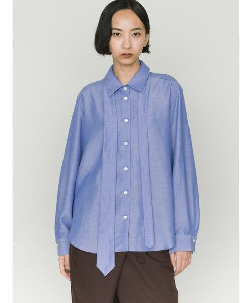 MIDIUMISOLID / ミディウミソリッド シャツ・ブラウス | MIDIUMISOLID for Ladies レギュラーカラータイ付シャツ | 詳細3