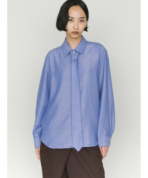MIDIUMISOLID / ミディウミソリッド シャツ・ブラウス | MIDIUMISOLID for Ladies レギュラーカラータイ付シャツ | 詳細5