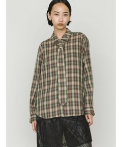 MIDIUMISOLID / ミディウミソリッド シャツ・ブラウス | MIDIUMISOLID for Ladies チェックレギュラーカラータイ付シャツ