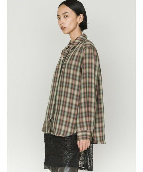 MIDIUMISOLID / ミディウミソリッド シャツ・ブラウス | MIDIUMISOLID for Ladies チェックレギュラーカラータイ付シャツ | 詳細3